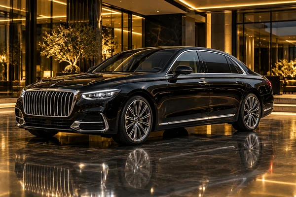 Ilustrasi kategori Luxury Car di showroom