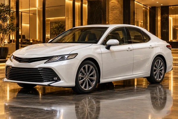 Ilustrasi kategori Sedan di showroom